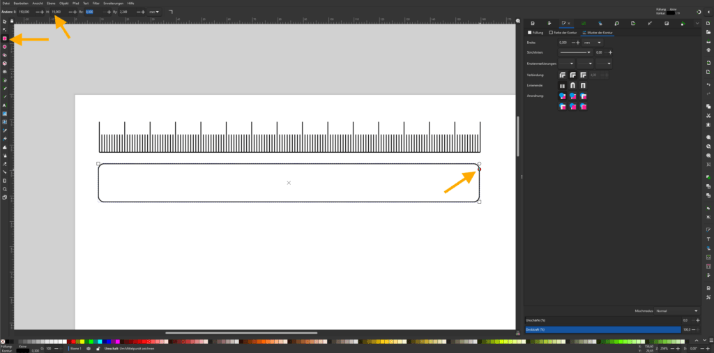 Inkscape Anleitung Rahmen für Lesehilfe erstellen