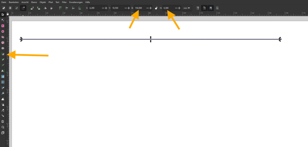 Inkscape Lineal Basislinie erstellen