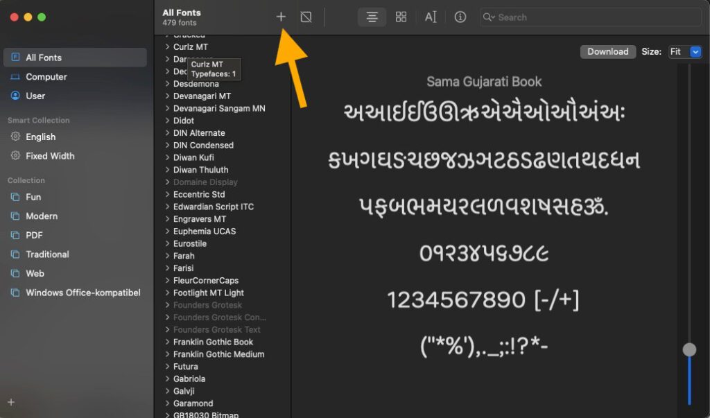 Mac OS X App "Font Book"