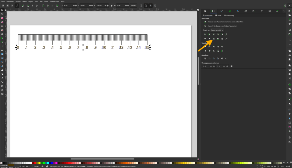 Inkscape Lineal Skalabeschriftung hinzufügen