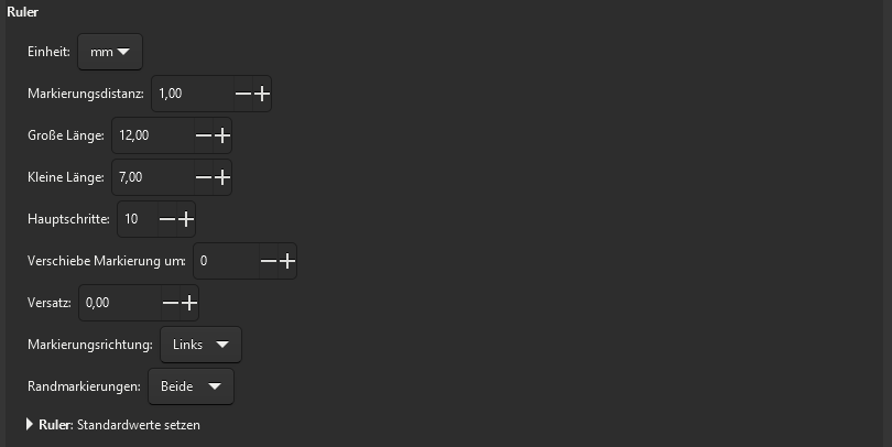 Inkscape Einstellungen für Pfadeffekt Lineal